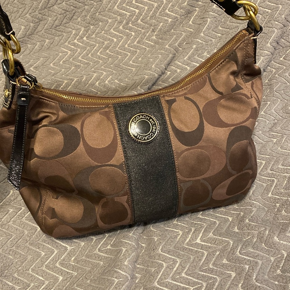 Coach Signature Stripe Hobo Bag